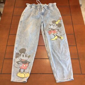 Disney Parks Mickey & Minnie Drawstring Paperbag Denim Jeans her Universe L wome